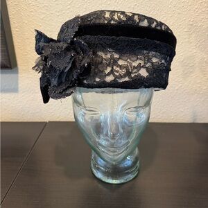 Elegant Black Lace Women's Pillbox Style Hat